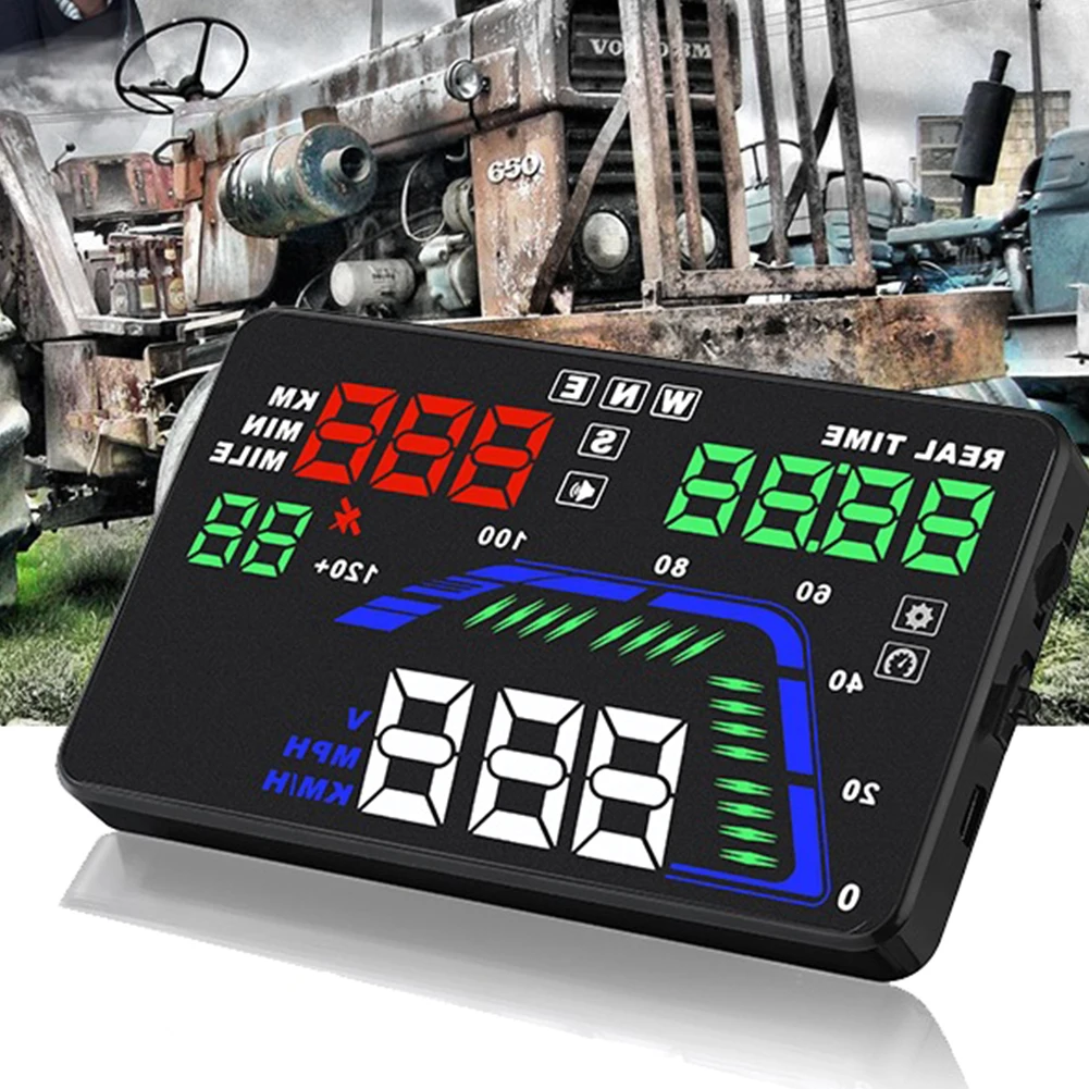 

Q7 LED Screen HUD Portable Auto Car Lighter Driving ABS 5.5 Inch Head Up Display Universal Digital GPS Speedometer Easy Install