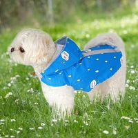 waterproof puppy dog raincoat with hood for small medium dog print poncho clothes with reflective strap jacket with leash hole