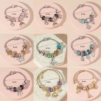 diy beadeds bracelet creative multi element glass beads pendant string adjustable female bracelets bangles jewelry gift