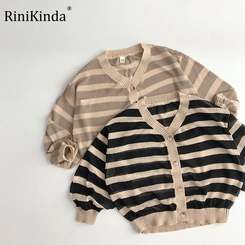 

Детский вязаный кардиган в полоску, с длинным рукавом