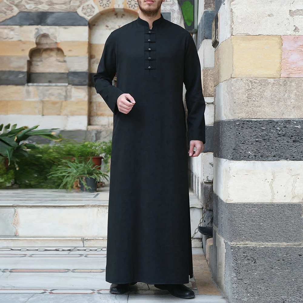 New Middle East Arab Muslim Robe Men's Loose Large Size Long Sleeve Top Islamic Traditional National Prayer Clothing Skirt Drees