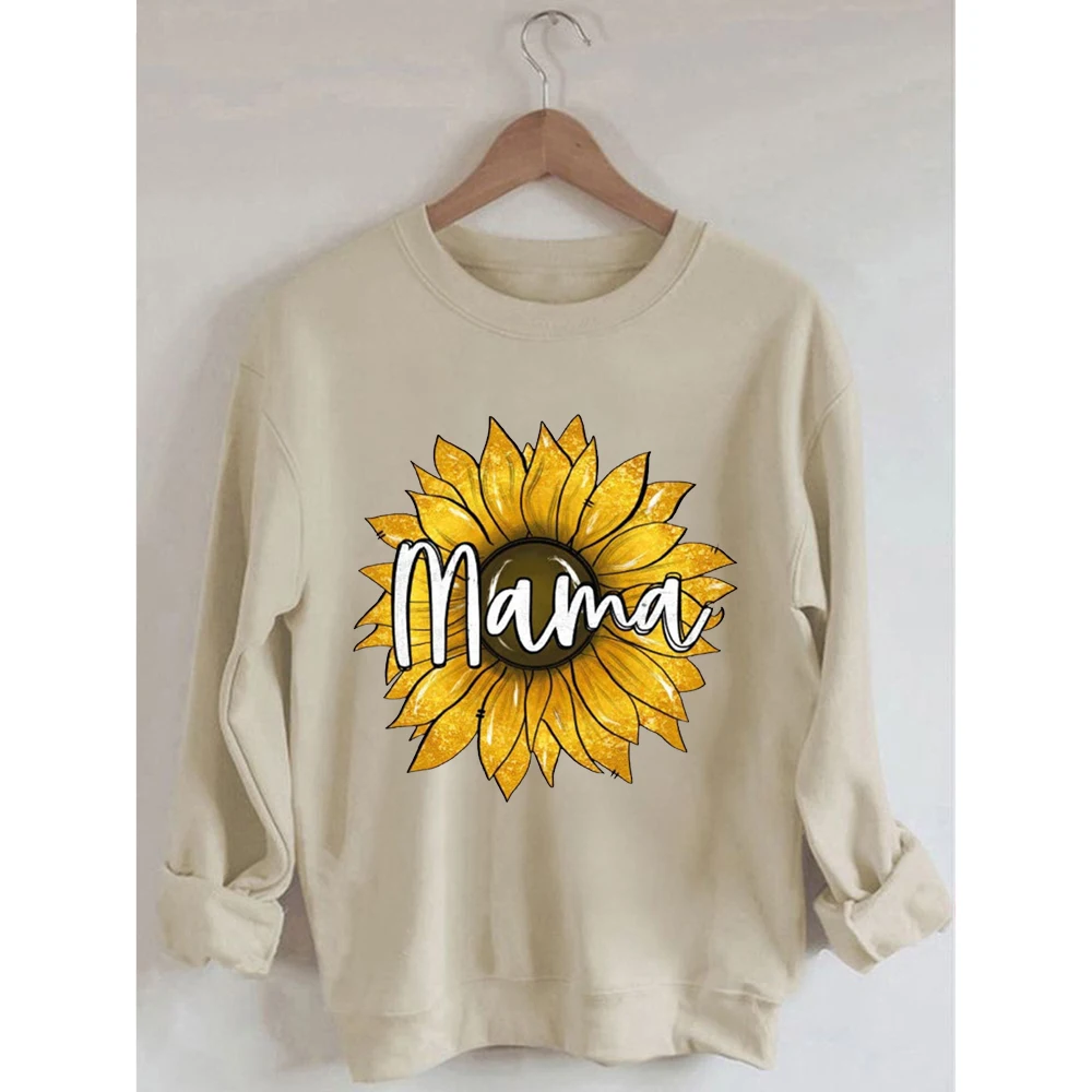 

Mama Sunflower Print Women's Cotton Female Cute Long Sleeves Sweatshirt