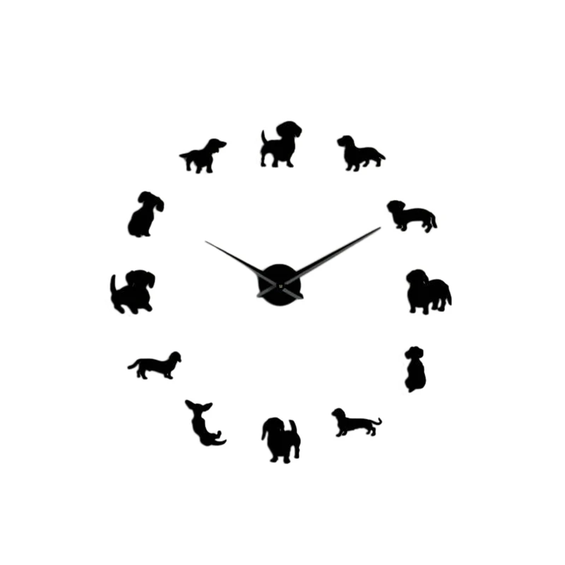 

Diy Dachshund Wall Art Wiener-Dog Puppy Dog Pet Frameless Giant Wall Clock With Mirror Effect Sausage Dog Large Clock Wall Watch