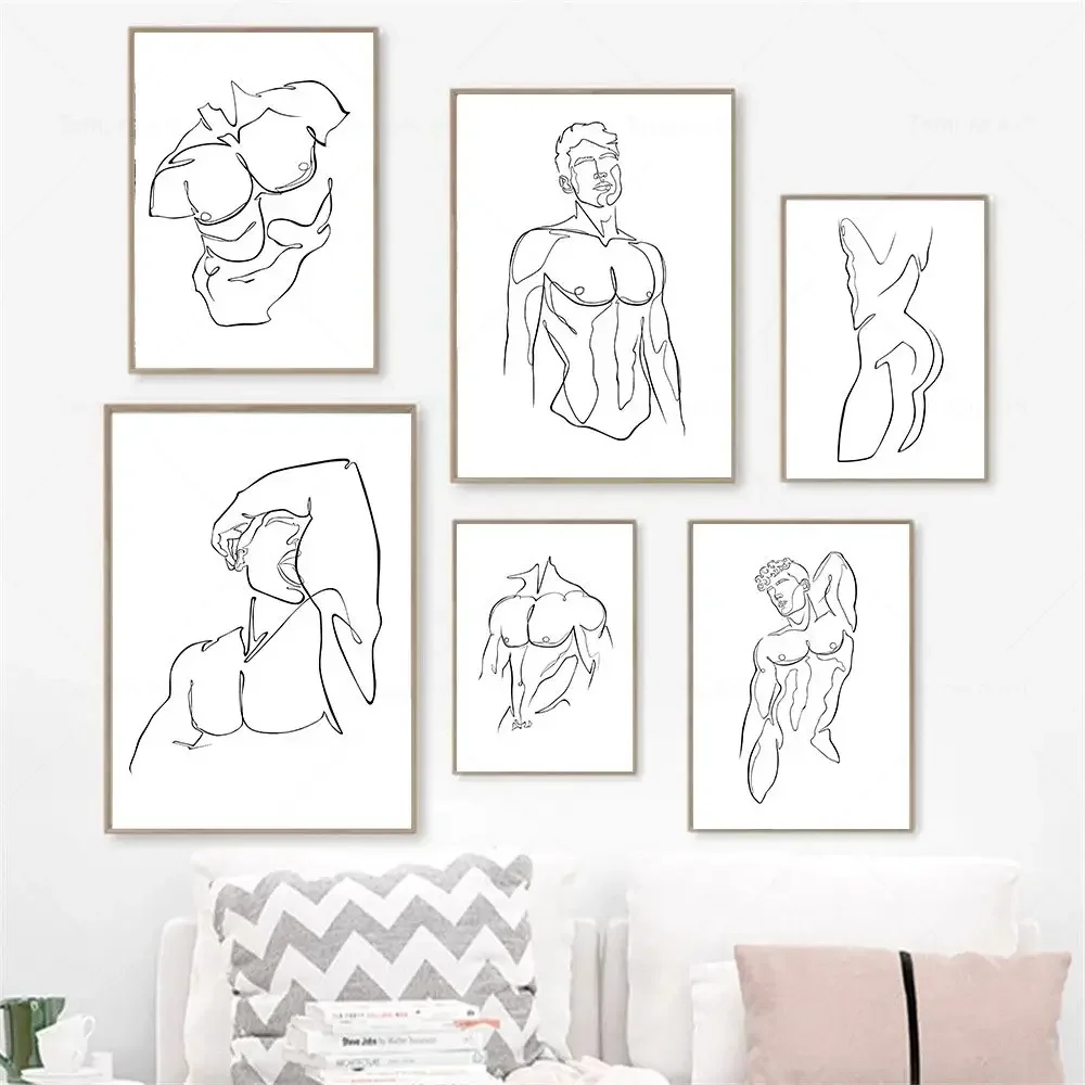 Абстрактный обнаженный мужской постер на холсте в классическом стиле