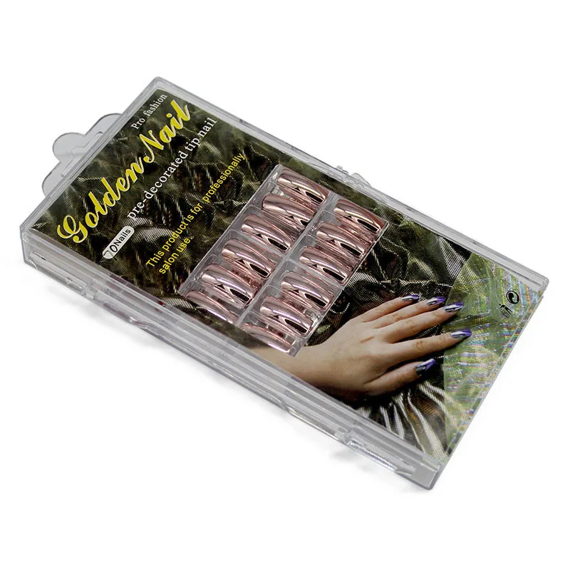 2014 Новинка Бесплатная доставка | оптовая продажа 70 штук металлический цвет накладные французские ногти #04