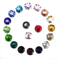 hot selling gem flower shape 23 color crystal glass stone sew on rhinestones with silver claw diy jewelry making nail