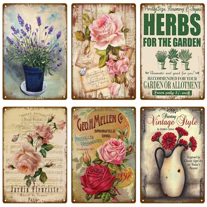 Металлический знак в виде сада, винтажные металлические таблички, декор для паба, бара, дома, Настенный декор, жестяной знак, цветочный постер, подарок, декоративный