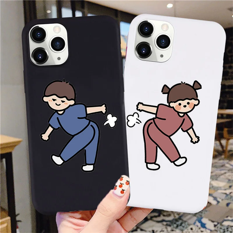 

Funny Couple Phone Case for iPhone 13 12 11 14 Pro Max Mini SE 7 8 PLus X XS MAX XR Boy Girl Silicon Soft Lover Cover Fundas Bag