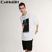 cnhnoh new arrival teeshirt home instagram womens t shirts oversized top contrasting color printing clothing tee shirt c003
