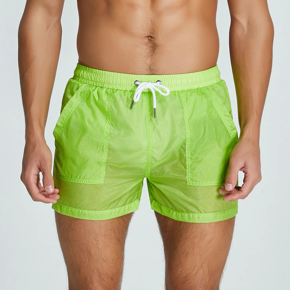 

Мужские сексуальные повседневные трусы-боксеры с сетчатой подкладкой, дышащие и удобные воздухопроницаемые водонепроницаемые полупрозрачные шорты для дома