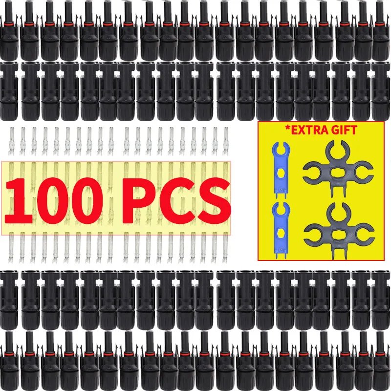 Бесплатная доставка, 600/400/200/100/40/20/10 шт., солнечный разъем PV, 1000 В постоянного тока, 30 А, Комплект разъемов для кабеля PV/MC AWG10 2,5/4/6 мм²