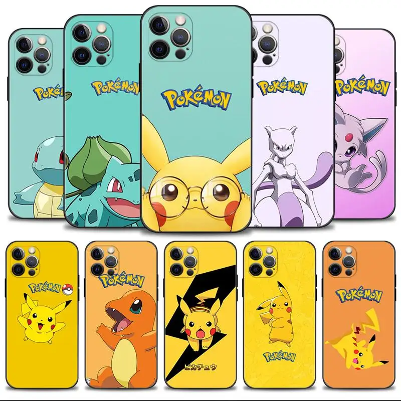 

Shell For iPhone 11 Case For Apple iPhone 14 13 12 11 Pro Max 13 12 Mini XS Max XR X 7 8 Plus Pokemon Pikachu Bulbasaur Mewtwo
