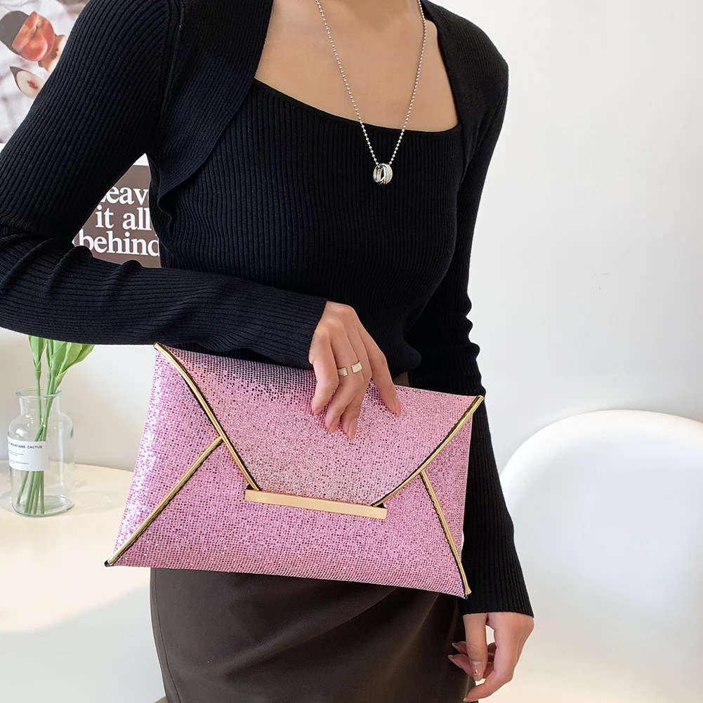 

Fashion Women Clutch Bag Paillette Envelope Wrist Handbag Party Evening Bags Exquisite Long Wallet Elegant Ladies Coin Purse