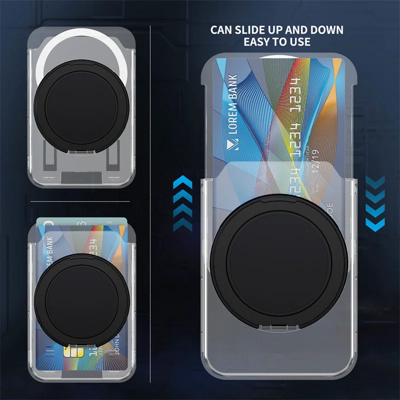 Магнитный Magsafe Transparent 360° ° Кронштейн-кошелек для iPhone 16 15 14 13 12 Pro Max Samsung S24 S23 S22 чехол