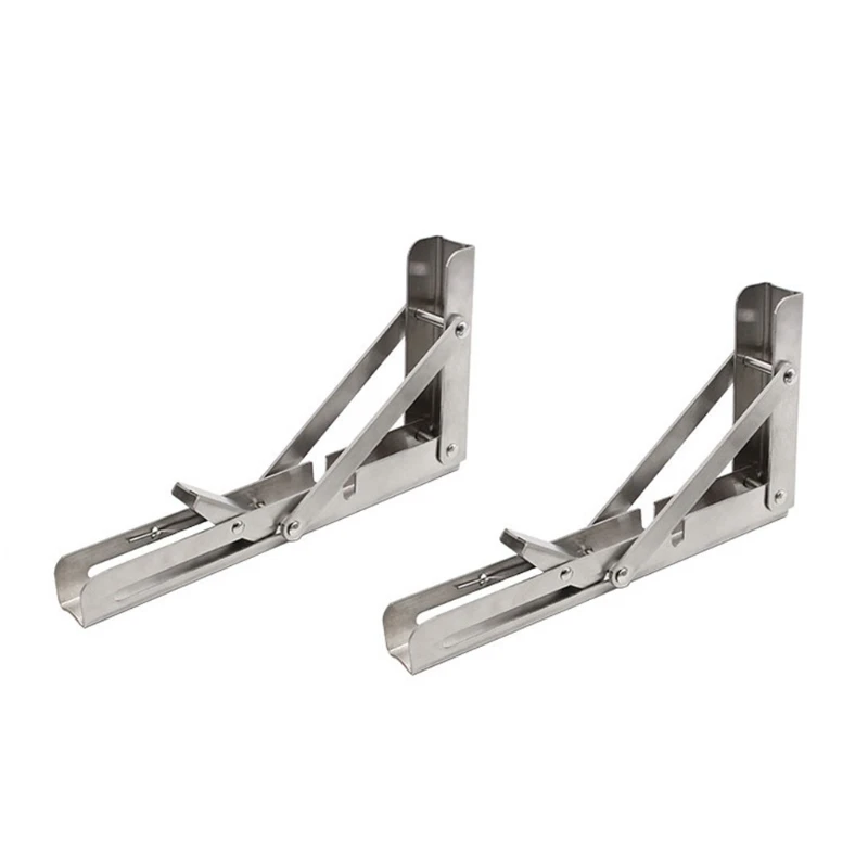

1 Pair 8-18inch Stainless Steel Folding Shelf Brackets L-Angle Wall Mounted Brackets for Bench Table, Shelf Hinge