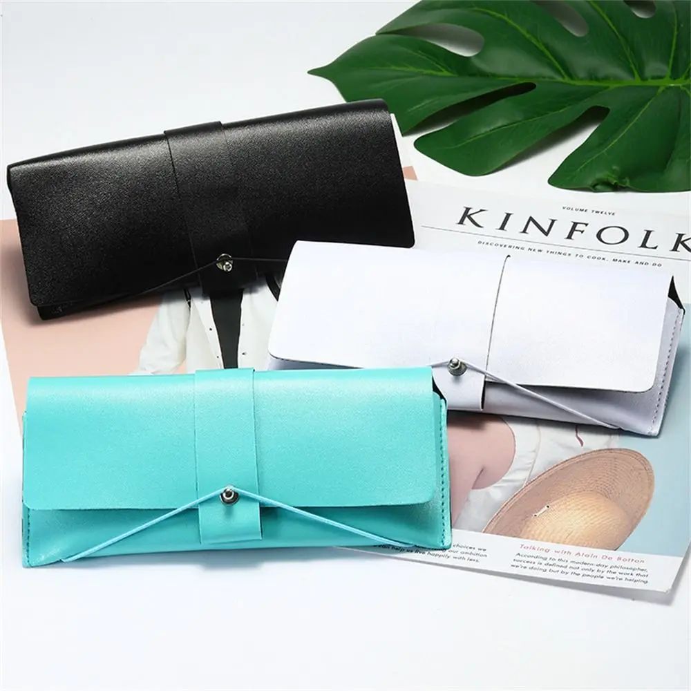 

Fold-able Glasses Bag Portable Solid Color PU Leather Sunglasses Box Eyeglass Cases Men Women