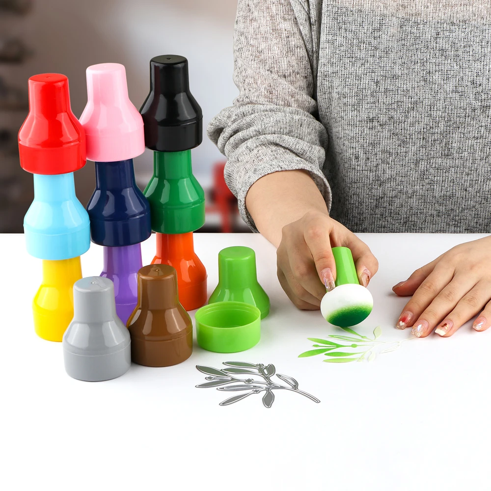 

3Pcs/set Colorful Paper Pouncers Ink Applicator With Storage Cases For DIY Scrapbook Decor Inking Sponge Crafts Smudge Tools New