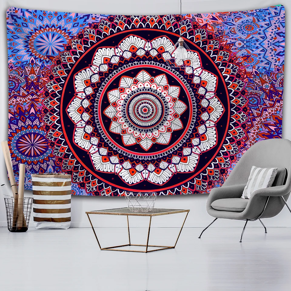 

Indian Mandala Tapestry Wall Hanging Multifunctional Tapestry Boho Printed Bedspread Cover Yoga Mat Blanket Picnic Cloth