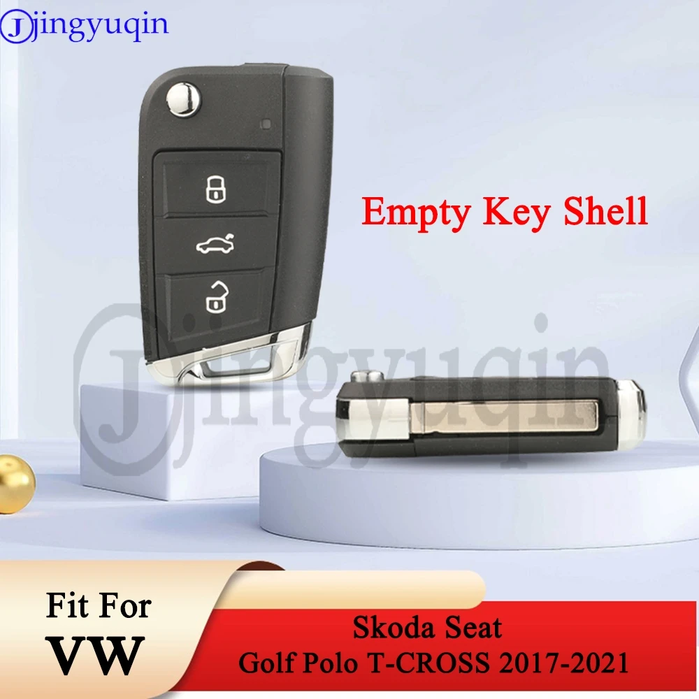

Jingyuqin 3 кнопки дистанционного ключа автомобиля брелок для Volkswagen VW Skoda Seat Golf Polo T-CROSS 2017-2021 Hu162t чехол без ключа