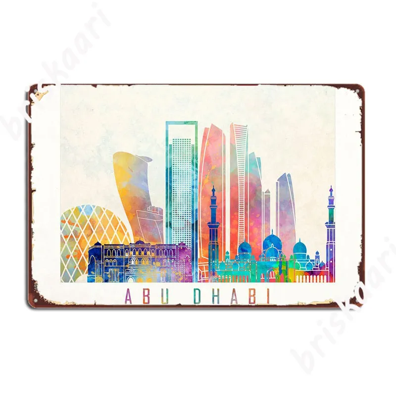 

Abu Dhabi Skyline Poster Metal Plaque Cinema Wall Decor Wall Cave Funny Tin Sign Poster