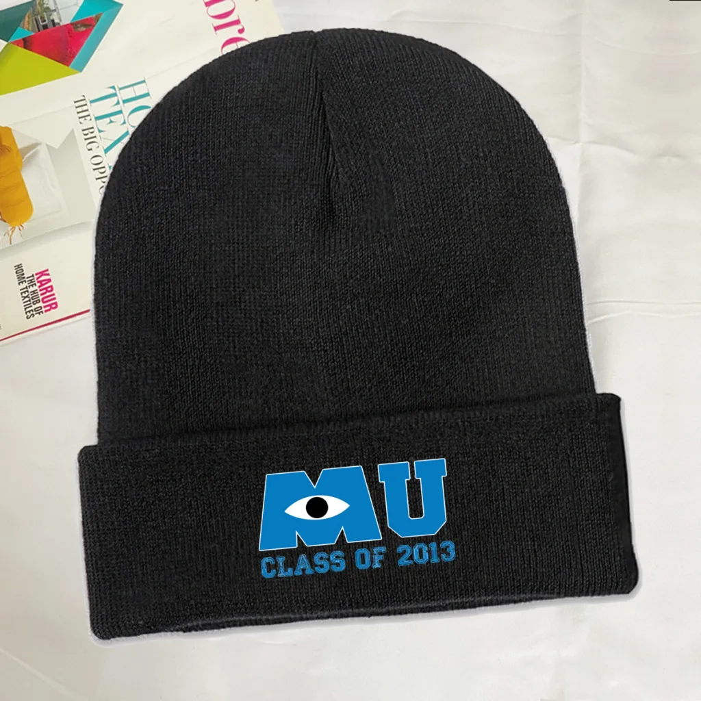 Knit Hat Disney Monsters University Film Winter Warm Beanie Caps Mu Class of 2013 Essential Men Women Fashion Casual Bonnet images - 6