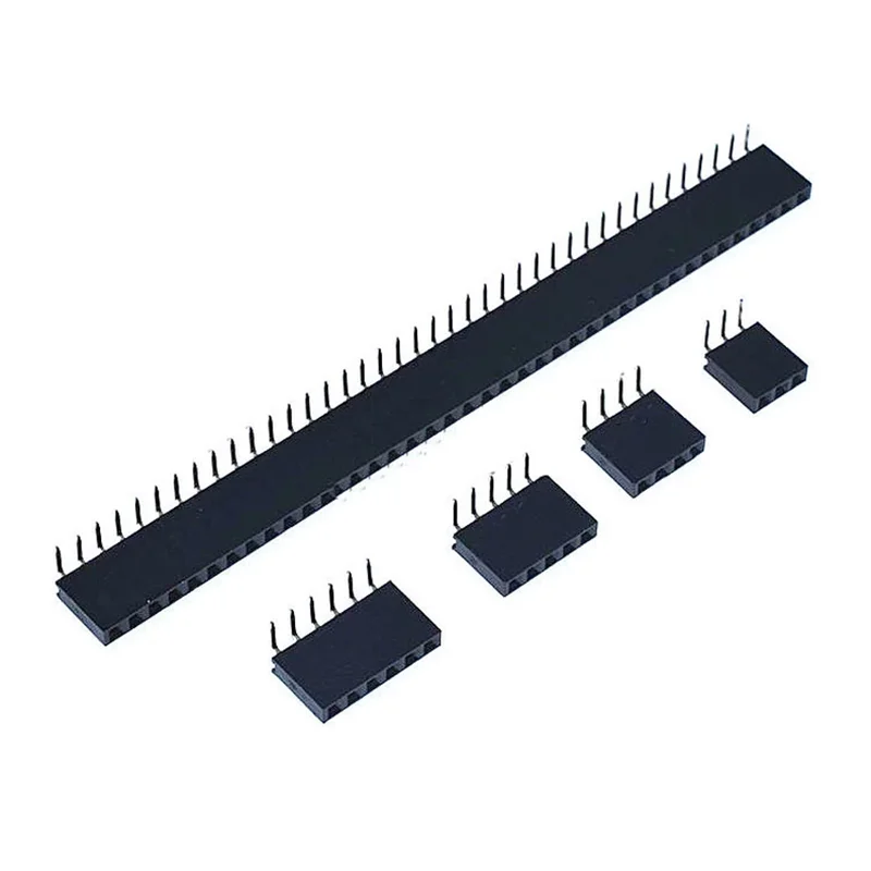 

5PCS 1X2/3/4/5/6/8/10/40 Pin Single Row Right Angle Female Pin Header 2.54MM Pitch Strip Connector Socket