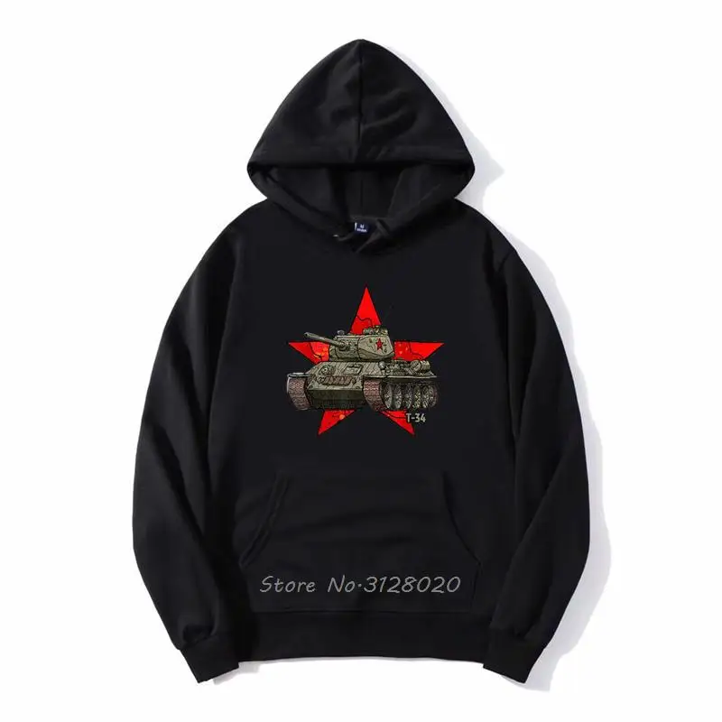 

T-34 Soviet Tank Russian Army Historic Red Star Hoodie Men Oversized Fleece Zipper Hooded Sweatshirt Jacket Streetwear