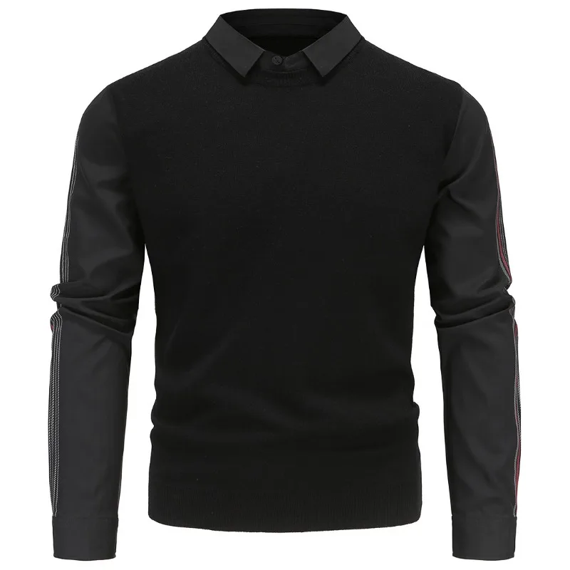 Усовершенствованный осенний облегающий мужской свитер из двух частей с