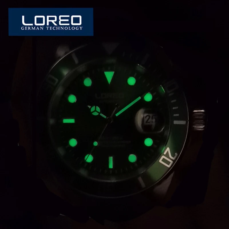 Фото Часы LOREO Deep Sea Series, мужские спортивные автоматические механические мужские часы, лучший бренд, роскошные водонепроницаемые часы 200 м, механизм чайки №2