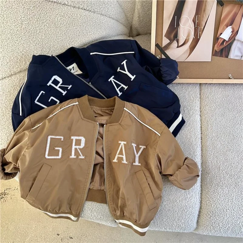 

2023 Spring Khaki Baseball Coat Jacket Korean Baby Girl Kids Clothes Jackets for Teens Girls Women Clothing Childrens Outwear