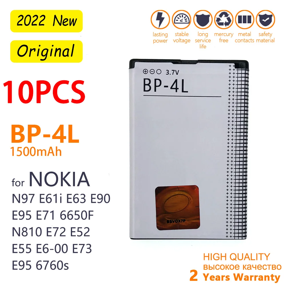 

Rechargeable BP-4L Battery For Nokia N97 E61i E63 E90 E95 E71 6650F N810 E72 E52 E55 E6-00 E73 E95 6760s Battery BP4L 1500mah