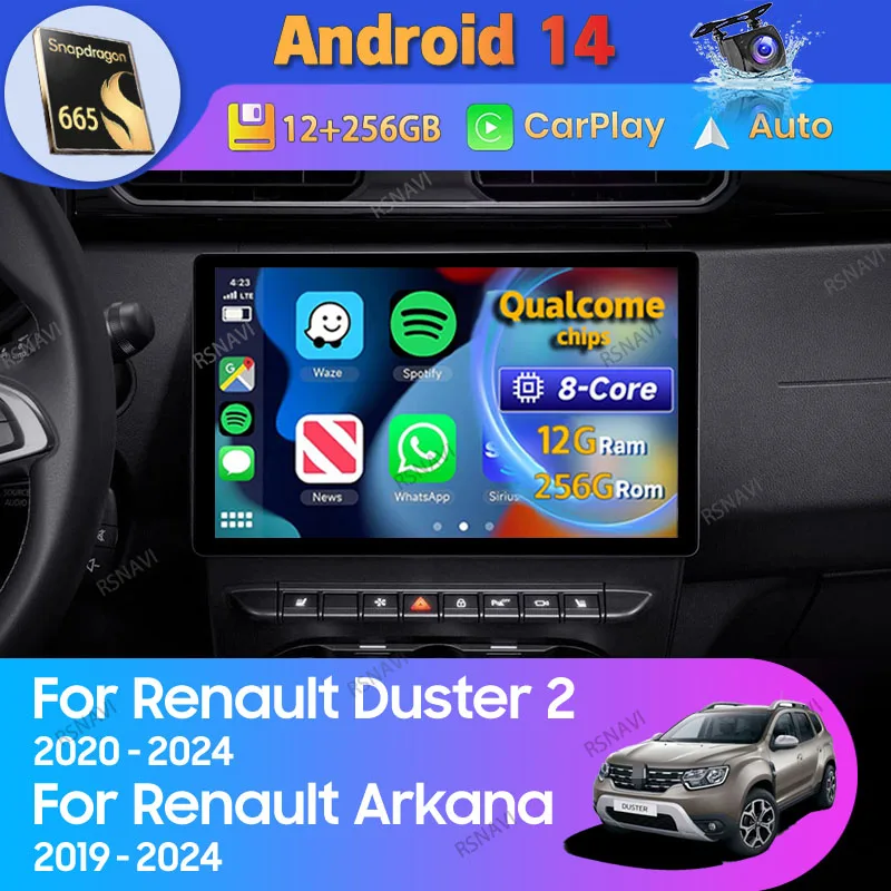 Android 14 Carplay Auto для Renault Duster HM 2 2020-2024 Arkana 2019-2024 Автомобильный радиоприемник с