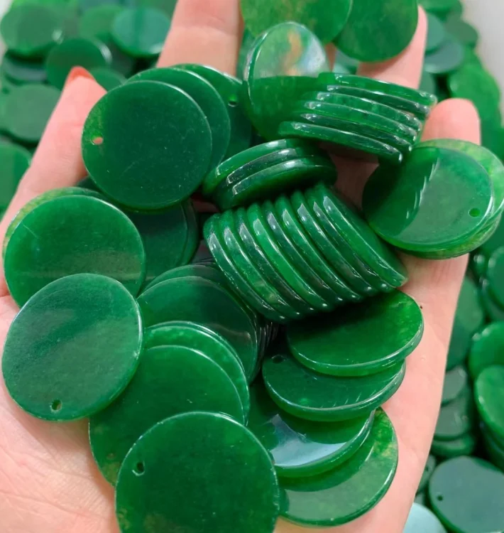 

25mm Emerald Myanmar Jadeite Disc Bead For Jewelry Making Diy Necklace Earring Bracelet Charms Burma Jade Beads Diy Accessories