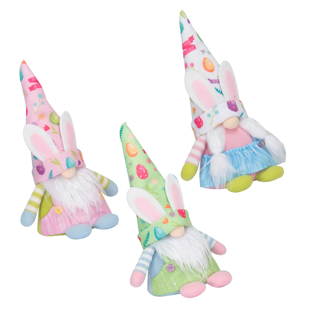

3Pcs Adorable Easter Gnome Adornments Bunny Doll Easter Decors Festival Ornaments