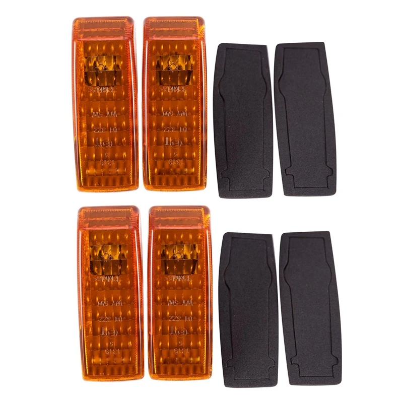 

4Pcs Car Fender Turn Signal Light Indicator Repeater Lamp Cover Yellow For Mercedes Benz W124 R129 W140 W202 W201