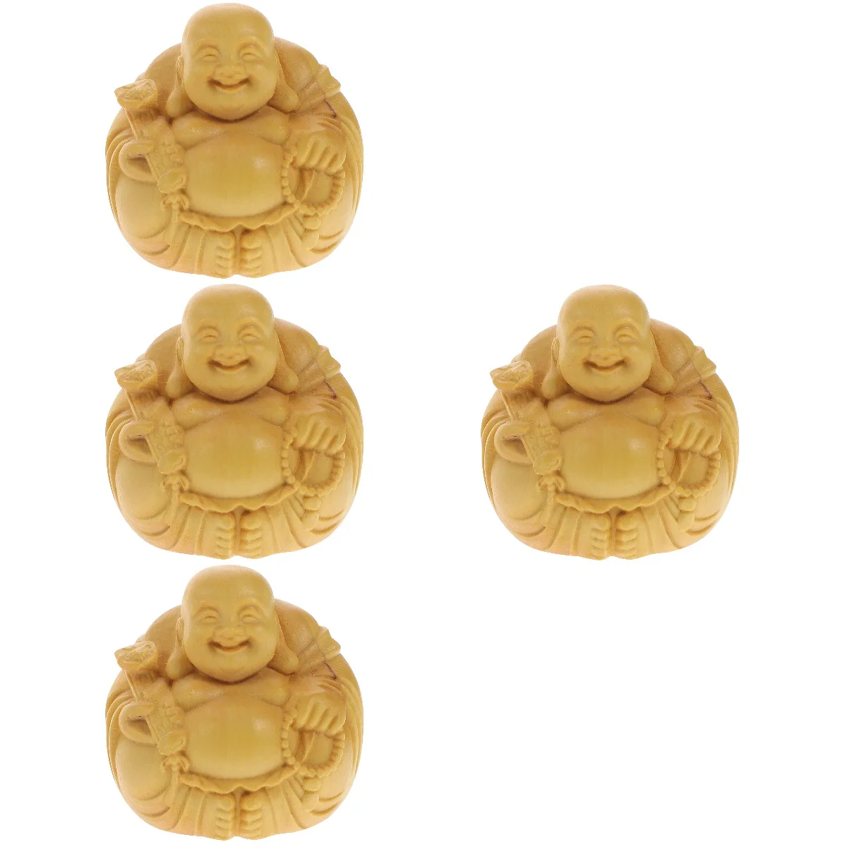 

4pcs Wooden Carved Maitreya Adornment Wood Maitreya Craft Tabletop Ornament