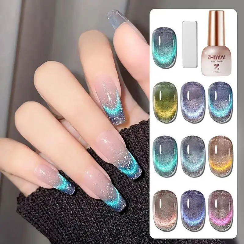 

8ml Cat Magnetic Gel Nail Polish Semi Permanent Dynamic Glitter Reflective Nail Gel Soak Off UV Gel Nail Art Varnish