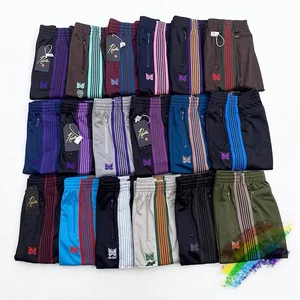 Imported AWGE Needles Sweatpants Men Women 1:1 Top Quality Embroidered Butterfly Stripe Needles Pants Trouser