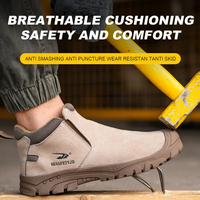 

safety shoes composite fiber toe leather boots for working men welder Kevlar anti smashing puncture Welding without laces winter