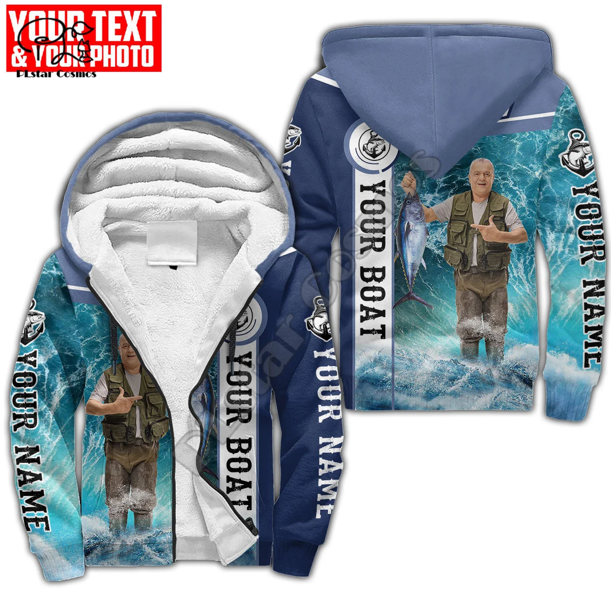 NewFashion Customize Raper Fishing Animal Fisher Harajuku 3DPrint Men/Women Streetwear Winter Coat Fleece Jacket Zip Hoodies A1