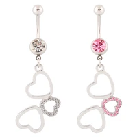 fashion personality three heart dangle navel belly rings for women body piecing jewelry