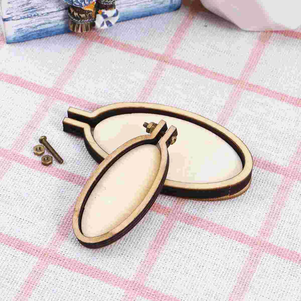 

Embroidery Hoop Hoops Cross Ring Wood Mini Frame Circle Sewing Oval Display Craft Frames Adjustable Round Woodenminiature Diy