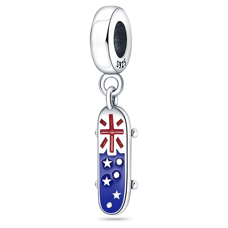 

Authentic Silver Skateboard Beaded Pendant for Original 3mm Bracelets and Bracelets for Women Birthday Fashion Jewelry Gifts