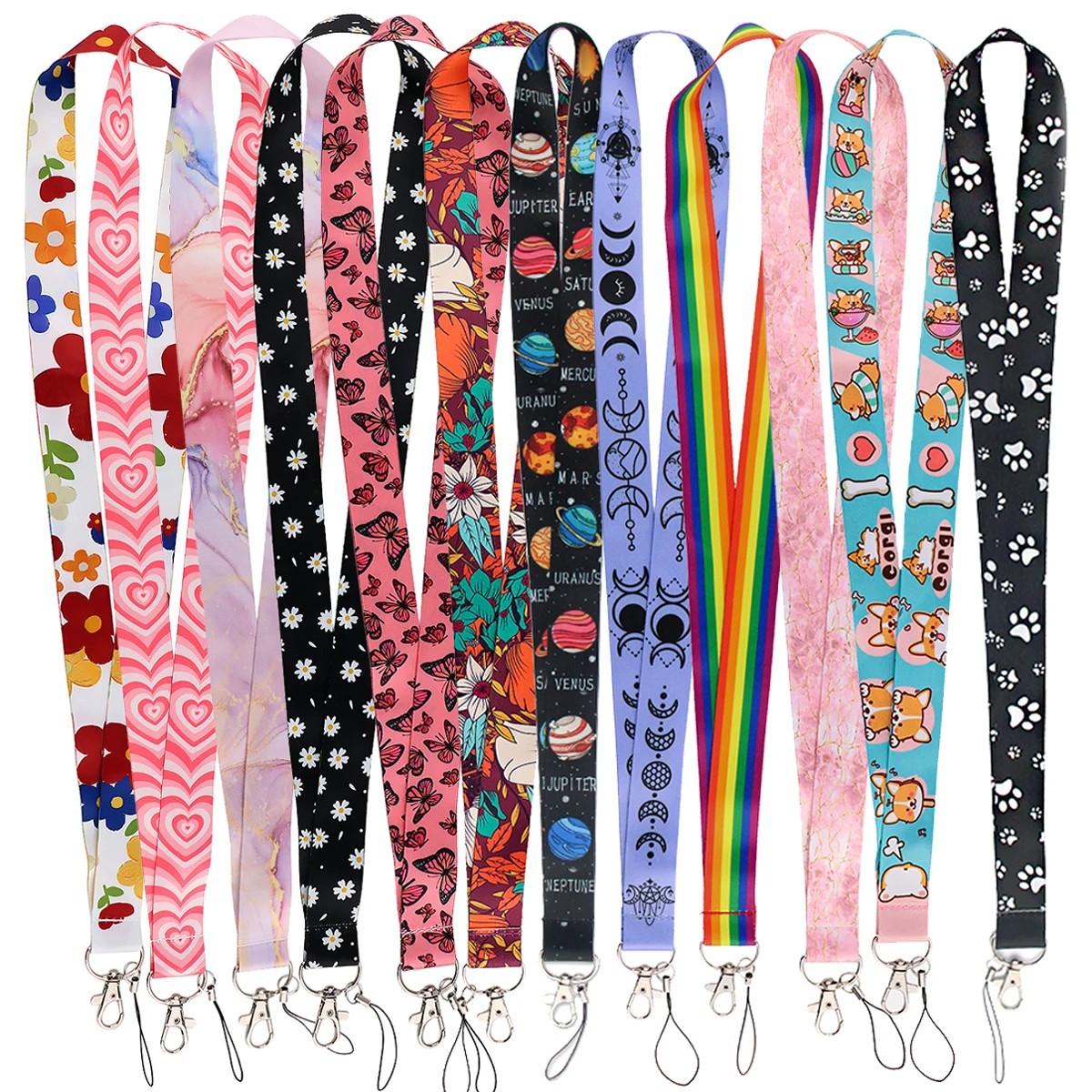 

For 20pcs/lot Lanyard Butterfly Rope Keycord Hanging Lanyard Card Strap Love Neck Wholesale Pink
