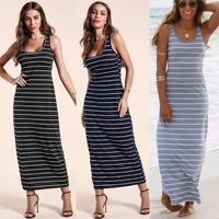 2022 women casual sleeveless maxi dress striped long beach dress s 2xl