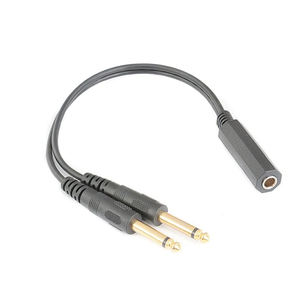 

1/4 Inch Female To Dual 1/4 Inch Male Mono 6.35mm Y Splitter Audio Cable Black One Point Two Audio Cable For Live Studio Parts