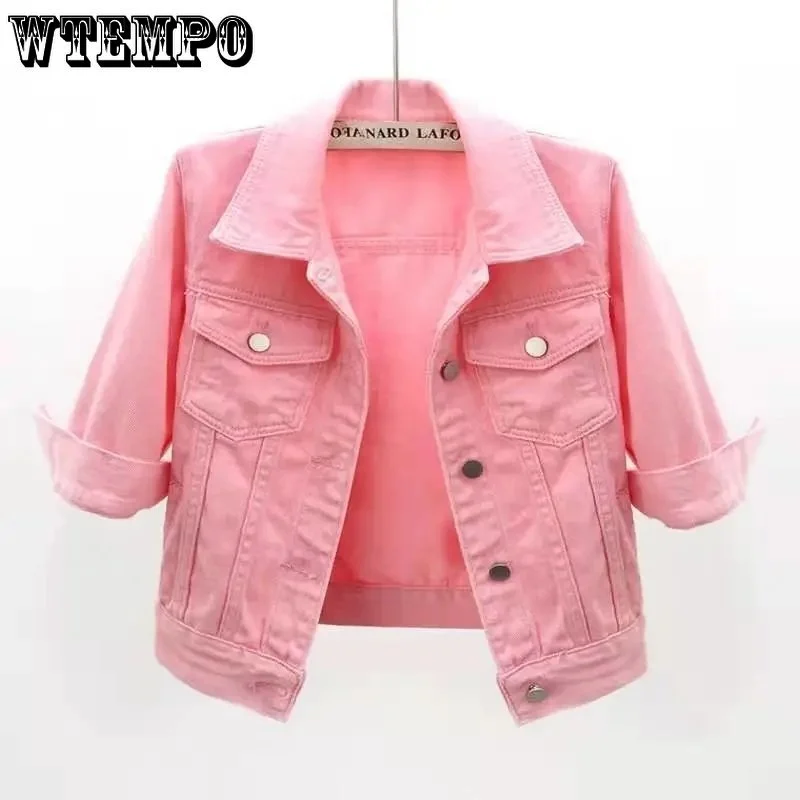 

Denim Jacket Three-quarter Sleeve Women's Short Outer Wear Thin Jacket Student Top Women Clothing Drop Shipping