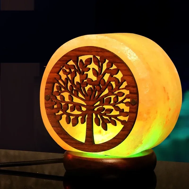 

Ручная резная Высокоэффективная соляная лампа, освежитель воздуха, ночная лампа USB для деревянного дерева, каменная основа, хрустальное свадебное украшение