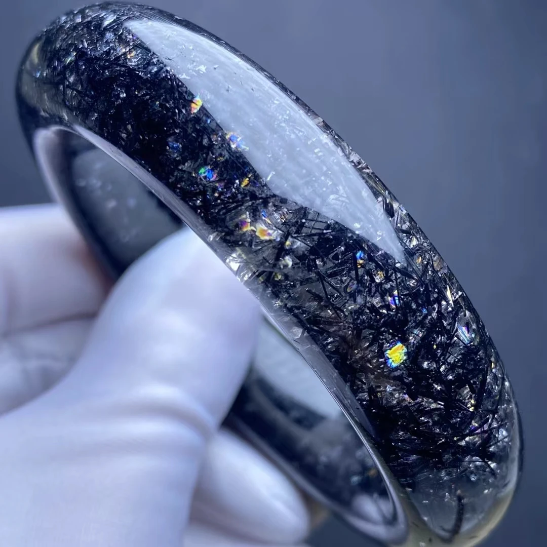 Натуральный черный рутилированный кварцевый прозрачный Круглый