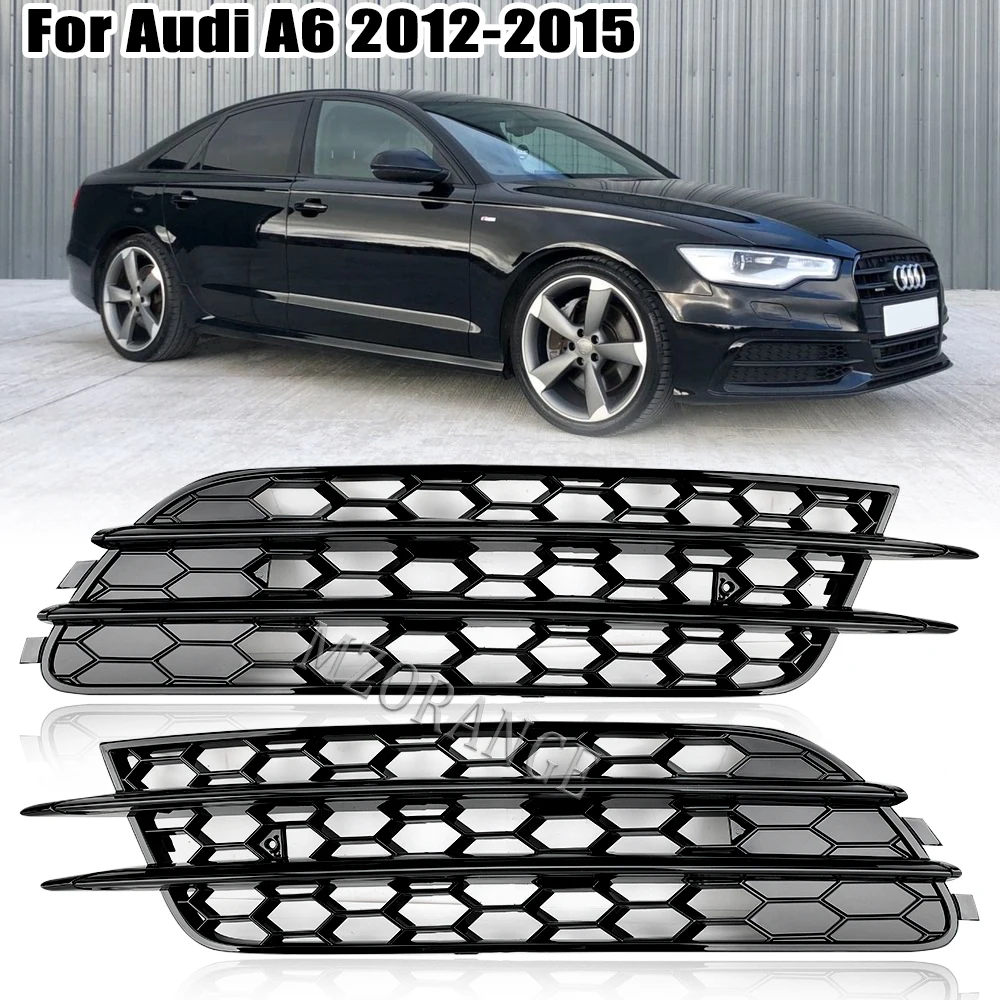 

Front Bumper Fog Light Honeycomb Cover For Audi A6 C7 2012 2013 2014 2015 Black Protected 4G0807681 4G0807682 Car Accsesories